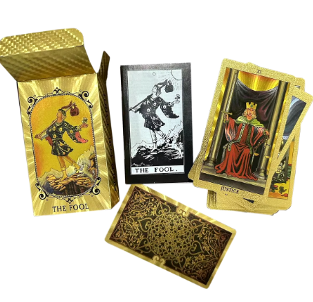 CARTAS TAROT LÁMINA DE ORO 🃏🧙 ¡1 mazo con 78 cartas!