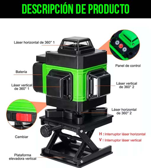 Nivel láser 16 líneas + tripode 1.5m ¡GRATIS! 🎁