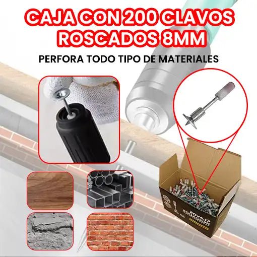 CAJA CON 200 CLAVOS ROSCADOS 👷🤩 ¡Atraviesa y atornilla sobre superficies!