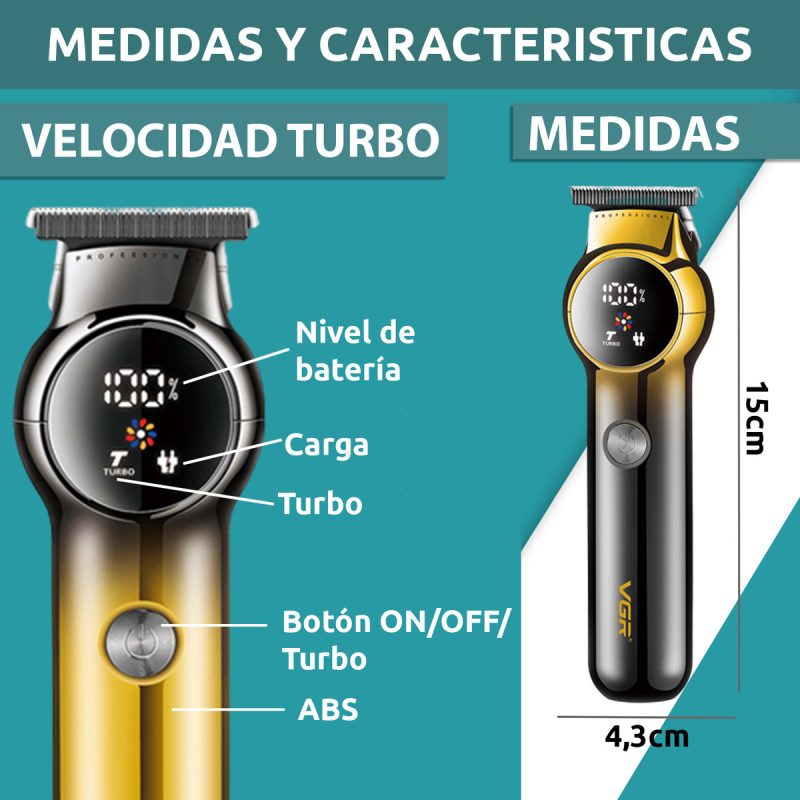 Máquina Profesional VGR🤩Una máquina inalámbrica de alto rendimiento, diseñada para cortes perfectos sin irritar la piel de tus clientes.