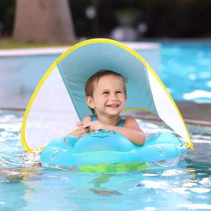⛵Flotador con Carpa🪂 ¡Mantén a tus peques cómodos y seguros mientras se divierten en el agua!