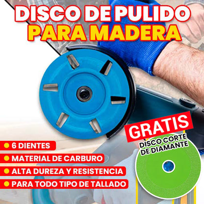 DISCO DE TALLADO PARA MADERA + DISCO CORTE DE DIAMANTE GRATIS ⚒️😱