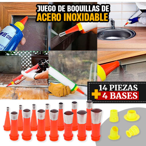 Kit de 14 boquillas aplicadoras para silicona 🤩 Acabados perfectos en espacios y ángulos difíciles