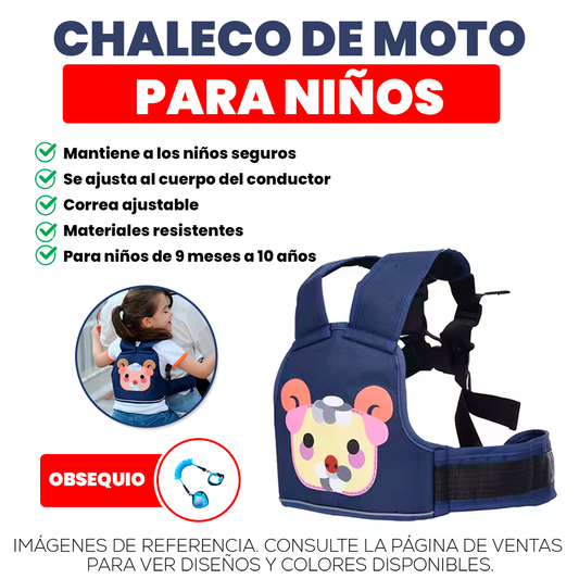 Chaleco de moto para niños + muñequera antiperdida GRATIS