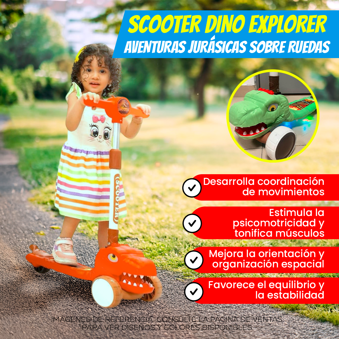 🛴Scooter dinosaurio🦖Luces y sonido