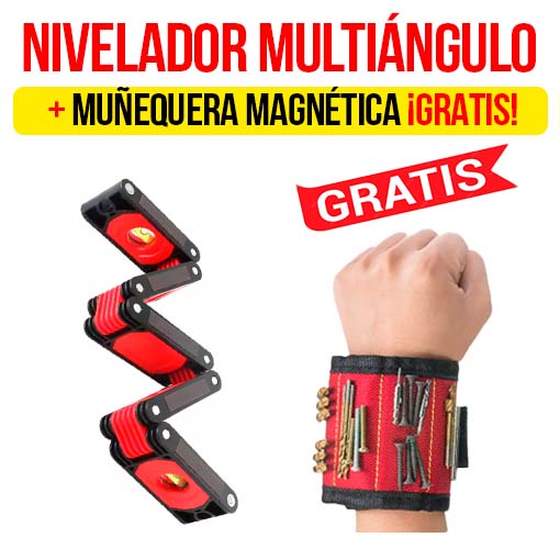 Nivelador multiángulo magnético + 1 muñequera magnética ¡GRATIS! 🎁