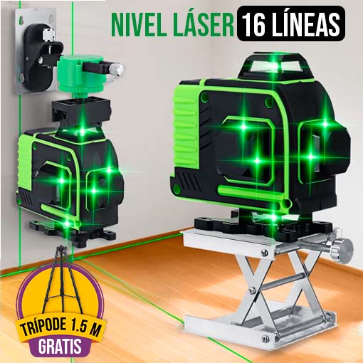 Nivel láser 16 líneas + tripode 1.5m ¡GRATIS! 🎁