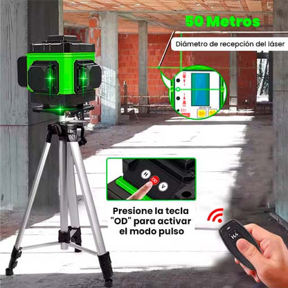 Nivel láser 16 líneas + tripode 1.5m ¡GRATIS! 🎁