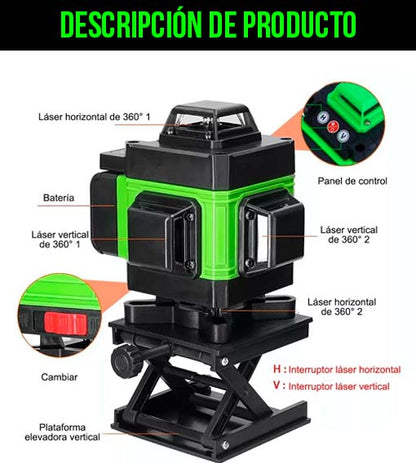 Nivel láser 16 líneas + tripode 1.5m ¡GRATIS! 🎁