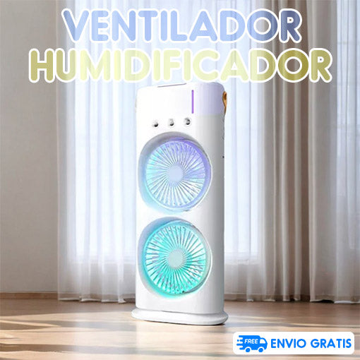 Ventilador doble aspa con humidificador